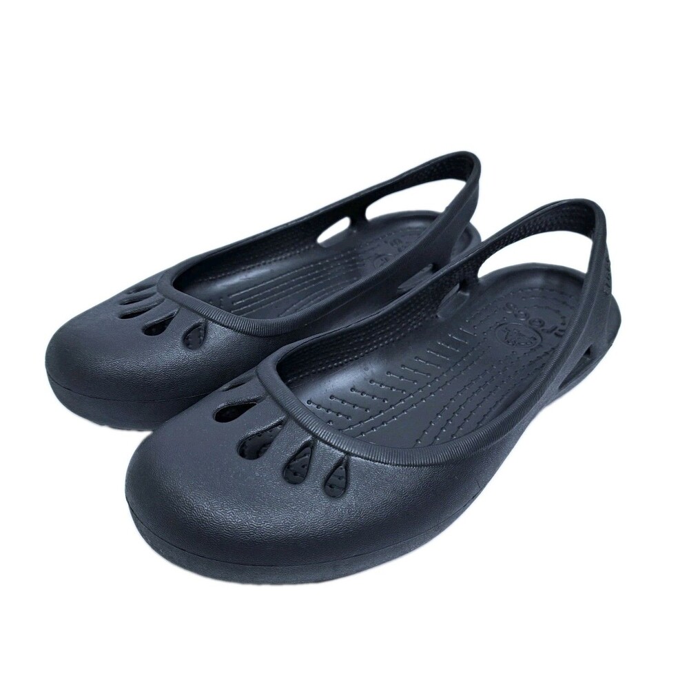 Crocs Kadee Ballerina Flats Womens Size 8 Black Rubber Slip On Casual Shoes
